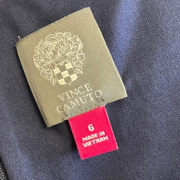 Vince Camuto 1/2 Sleeve Ruched Waist Knee Length Dress. Navy Size 6 #1356 - Picture 7 of 7